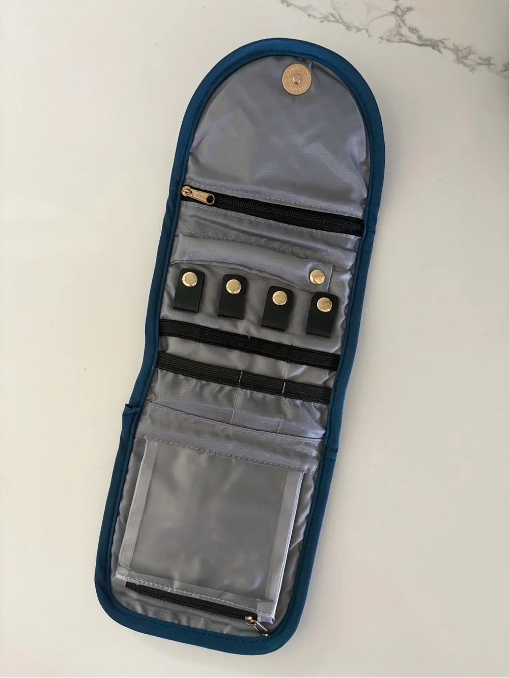 NWOT TEABAN Jewelry Travel Organizer Padded Protection Case Bow Teal Grey New